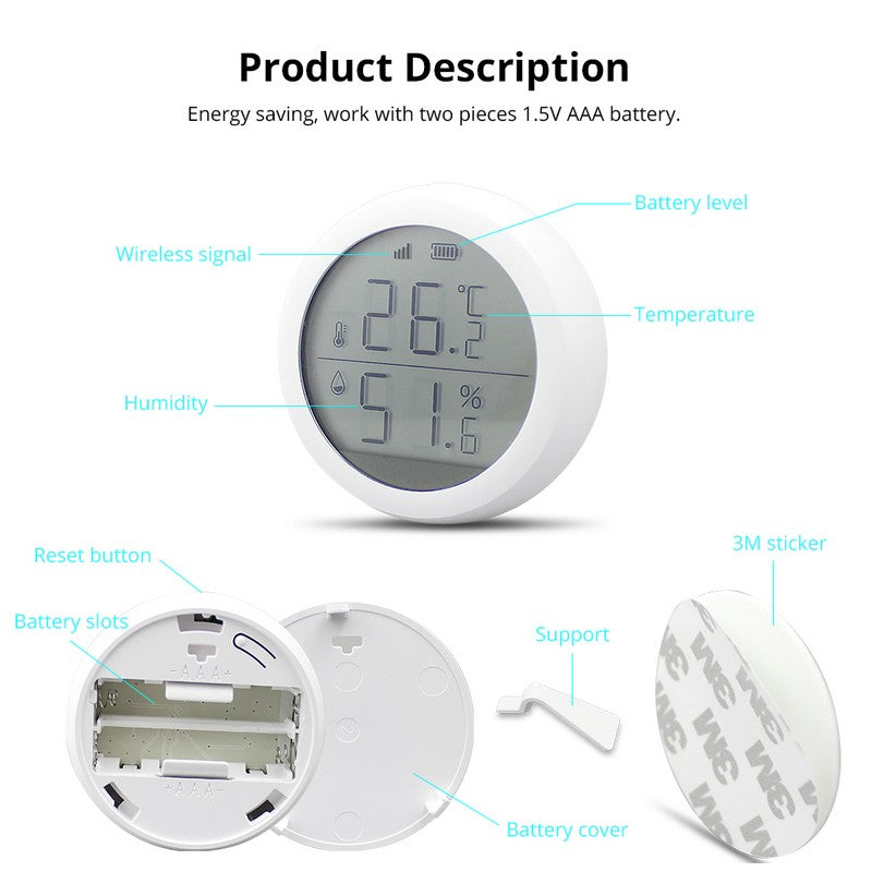 Sensor de temperatura y humedad Zigbee con pantalla Moes - Tuya / Smart Life
