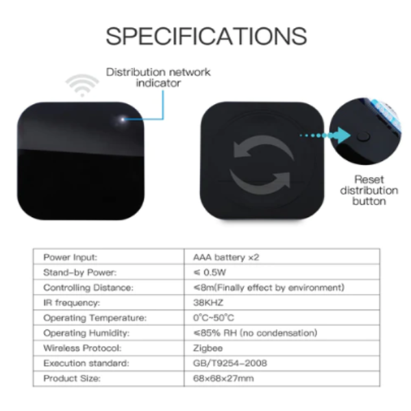 Mando a distancia universal infrarrojo Zigbee de Moes - Tuya/Smartlife