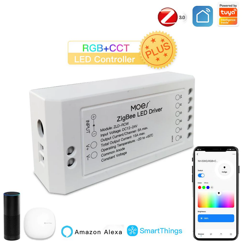 Controlador de tira de luz RGB CCT de Moes - Zigbee - Tuya / Smartlife