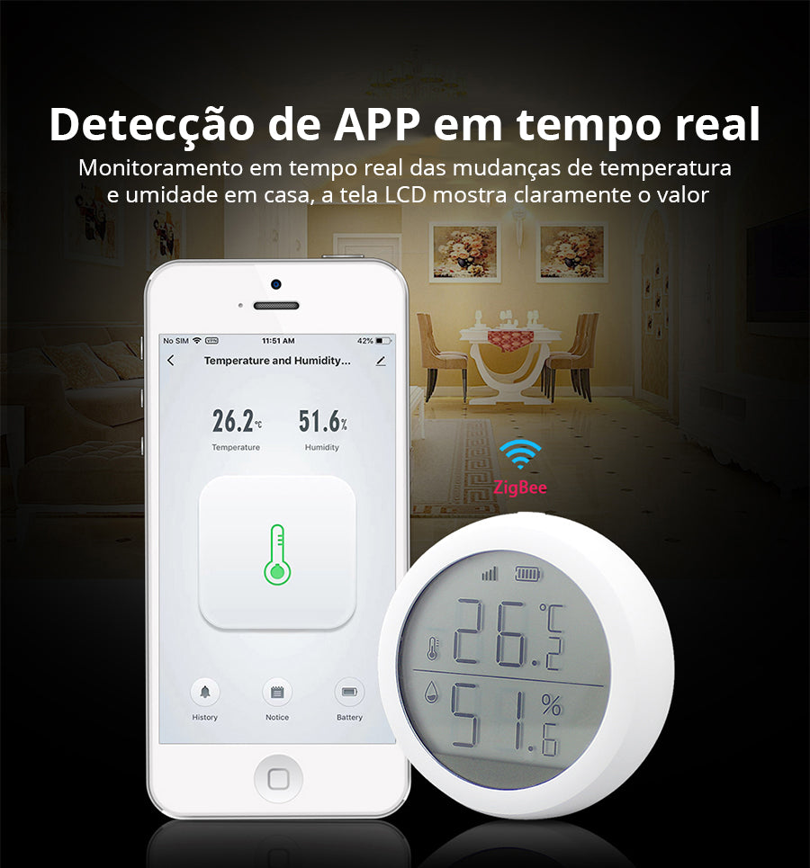 Sensor de temperatura y humedad Zigbee con pantalla Moes - Tuya / Smart Life