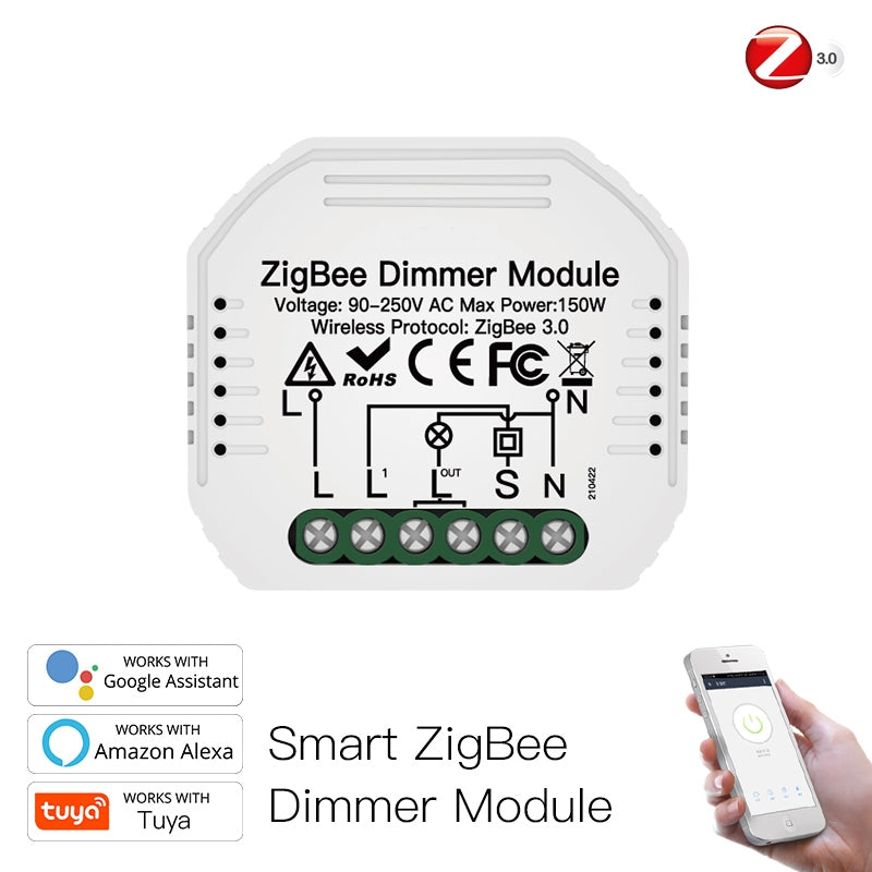 Módulo de Luzes Dimmer - Zigbee 3.0 para Interruptor Simples Moes - Tuya / Smartlife - MS-105Z