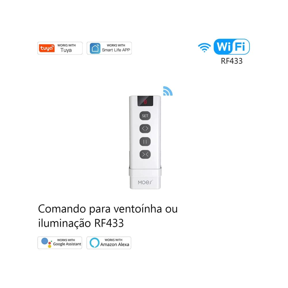 Comando para ventoínha ou iluminação RF433