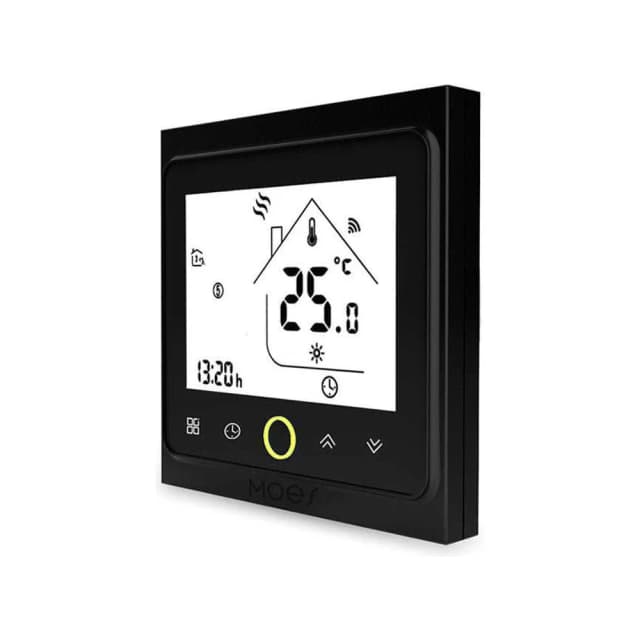 Termostato controlador ZigBee para piso radiante elétrico preto