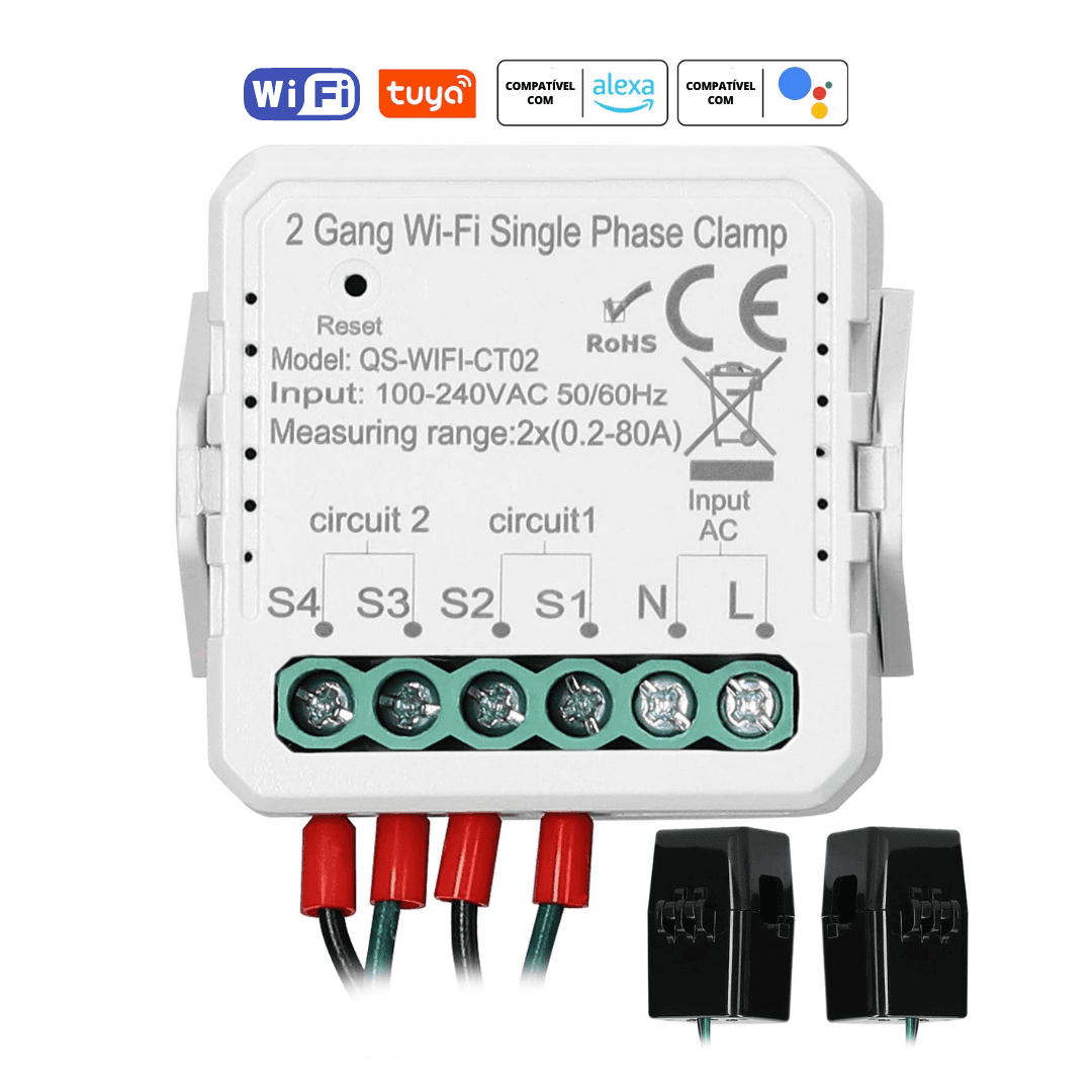Medidor de Consumo Bifásico - Wi-Fi - Tuya / Smartlife