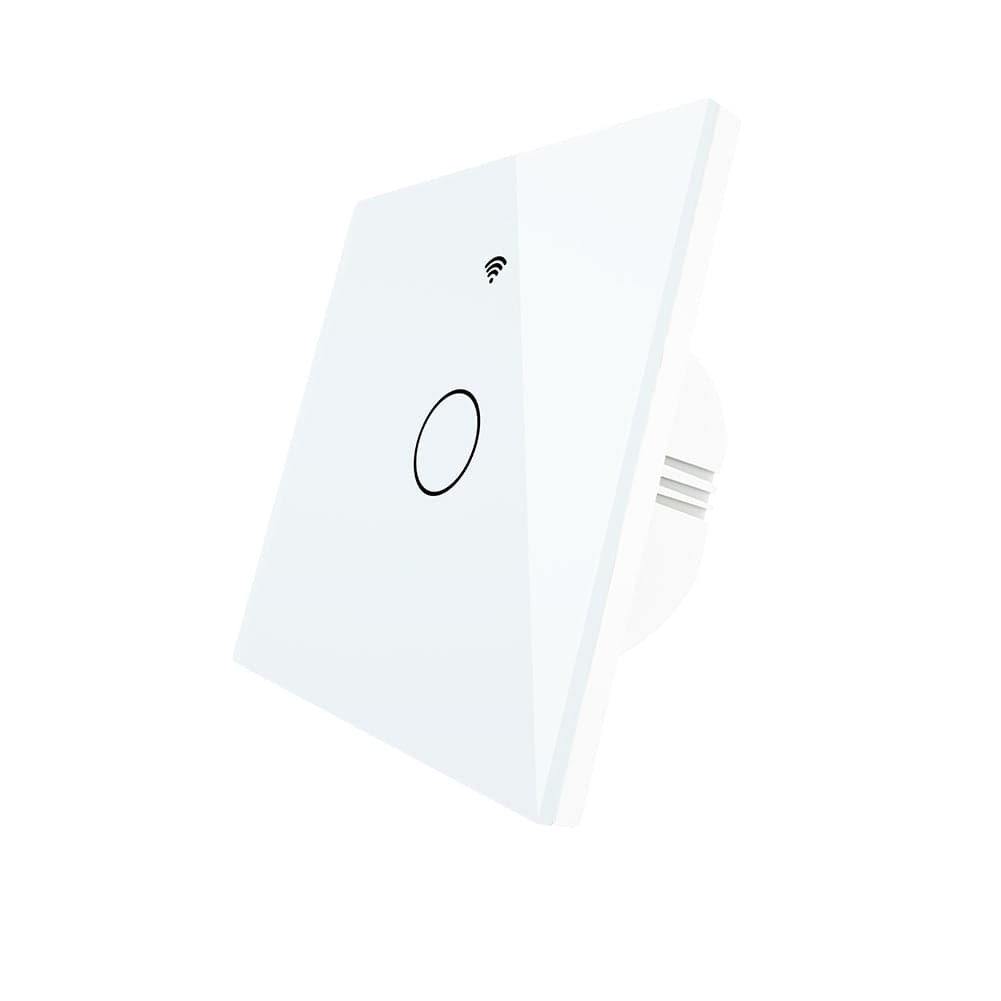 Interruptor Touch de Luz Wi-Fi + RF Branco - 1 Gang - SEM NEUTRO - Gama Simple Touch - Tuya / Smartlife - WS-EU1-L