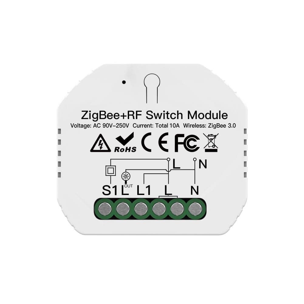 Módulo de Luzes Simples - Zigbee 3.0 + RF para 1 Interruptor Moes - Tuya / Smartlife - MS-104Z