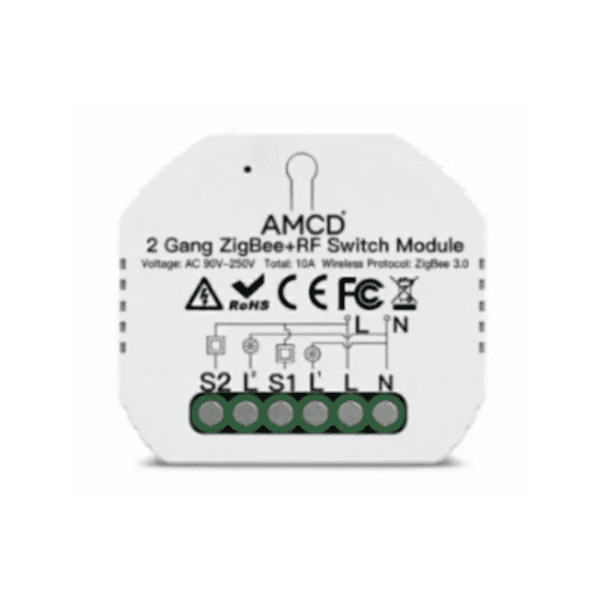 Módulo de Luzes - Zigbee 3.0 + RF para 2 Interruptores - Tuya / Smartlife - MS-104BZ