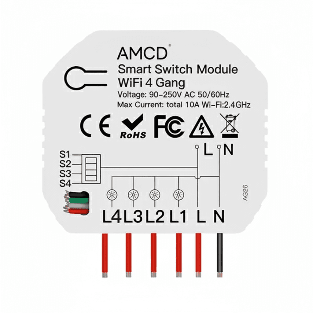 Módulo Wi-Fi p/ Interruptores de Luz 4 Gang
