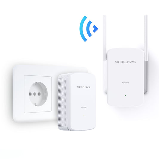 Mercusys MP510 Kit, AV1000 Mbps, 300 Mbps em WiFi, 1 porta Gigabit, Plug and Play, HomePlug AV2