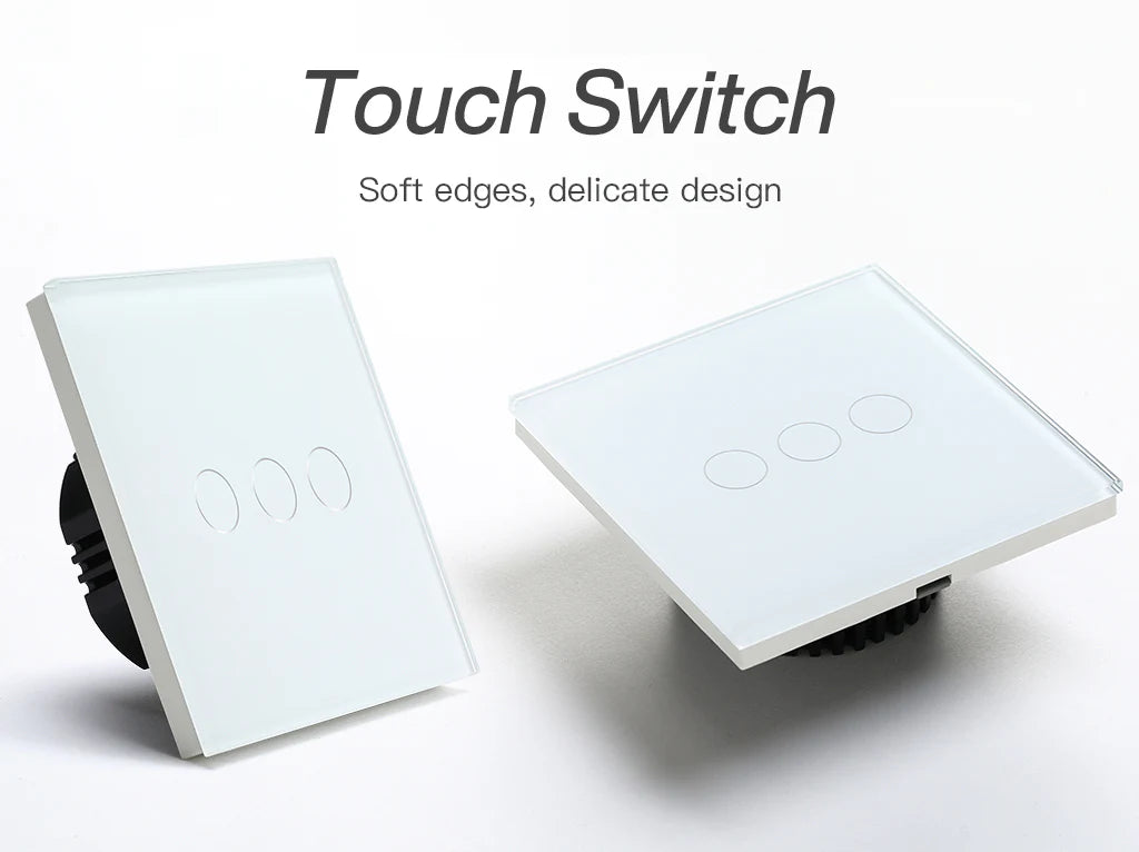Interruptor de panel de vidrio de 3 vías de 86 x 86 mm para integración con Zigbee Desire - GL86P3W