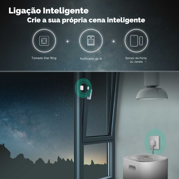 Tomada Inteligente Zigbee Star Ring com Monitorização de Energia - Cinzento