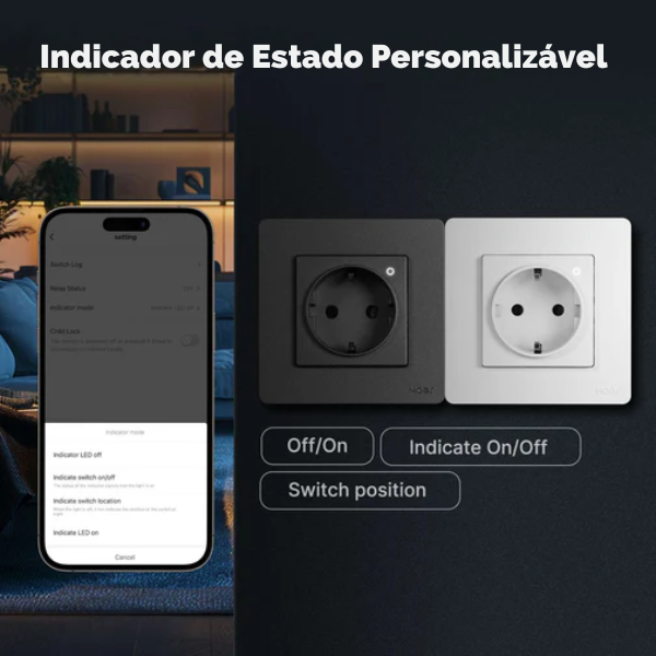 Tomada Inteligente Zigbee Star Ring com Monitorização de Energia - Cinzento