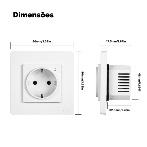 Tomada Inteligente Zigbee Star Ring com Monitorização de Energia - Cinzento