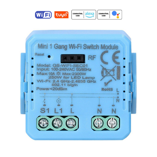 Mini Módulo de Luzes Wi-Fi Simples (1 gang) – Tuya / Smartlife