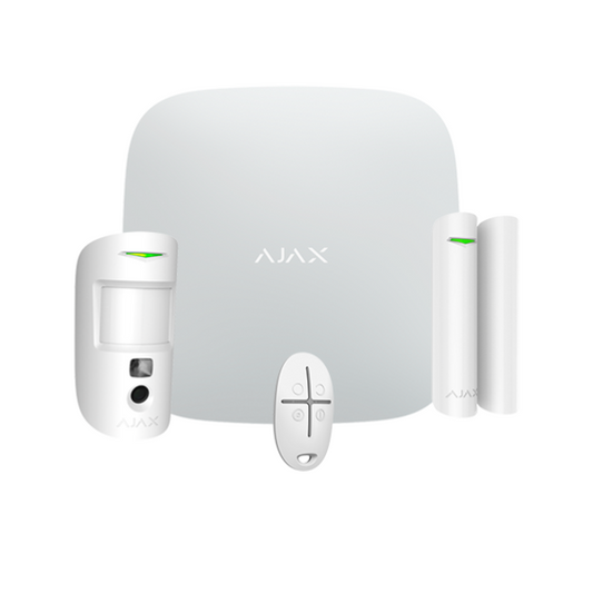 Kit de alarme anti-intrusão profissional c/ sensor de câmara e comunicação Ethernet/GPRS - Branco