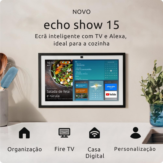 Nuevo Amazon Echo Show 15 | Pantalla inteligente Full HD de 15,6" con Alexa, Fire TV integrado y control de voz de Alexa