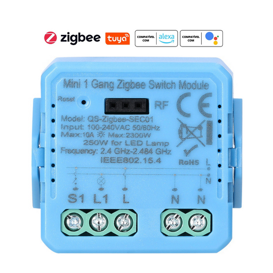 Mini Módulo de Luzes simples (1 gang) – Zigbee 3.0 – Tuya / Smartlife
