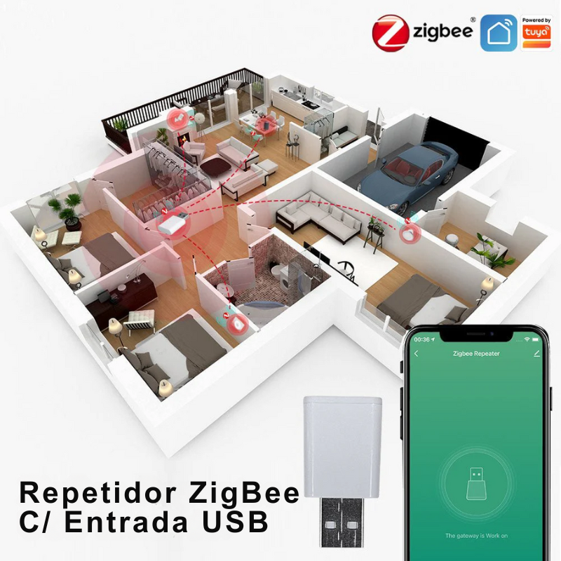 Amplificador - Repetidor 15/20mt de Sinal ZigBee compatível com Gateway Tuya / Smartlife ZigBee