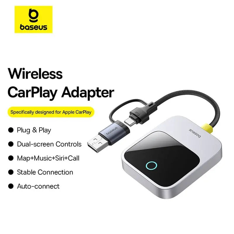 Adaptador Auto Baseus Safejourney Carplay Wireless Black