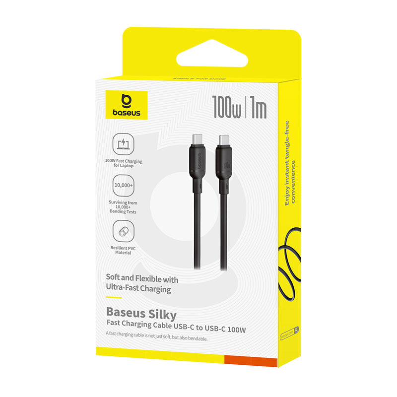 Cabo Silky Series Fast Charging Type-C To Type-C 100W 1M Cluster Preto