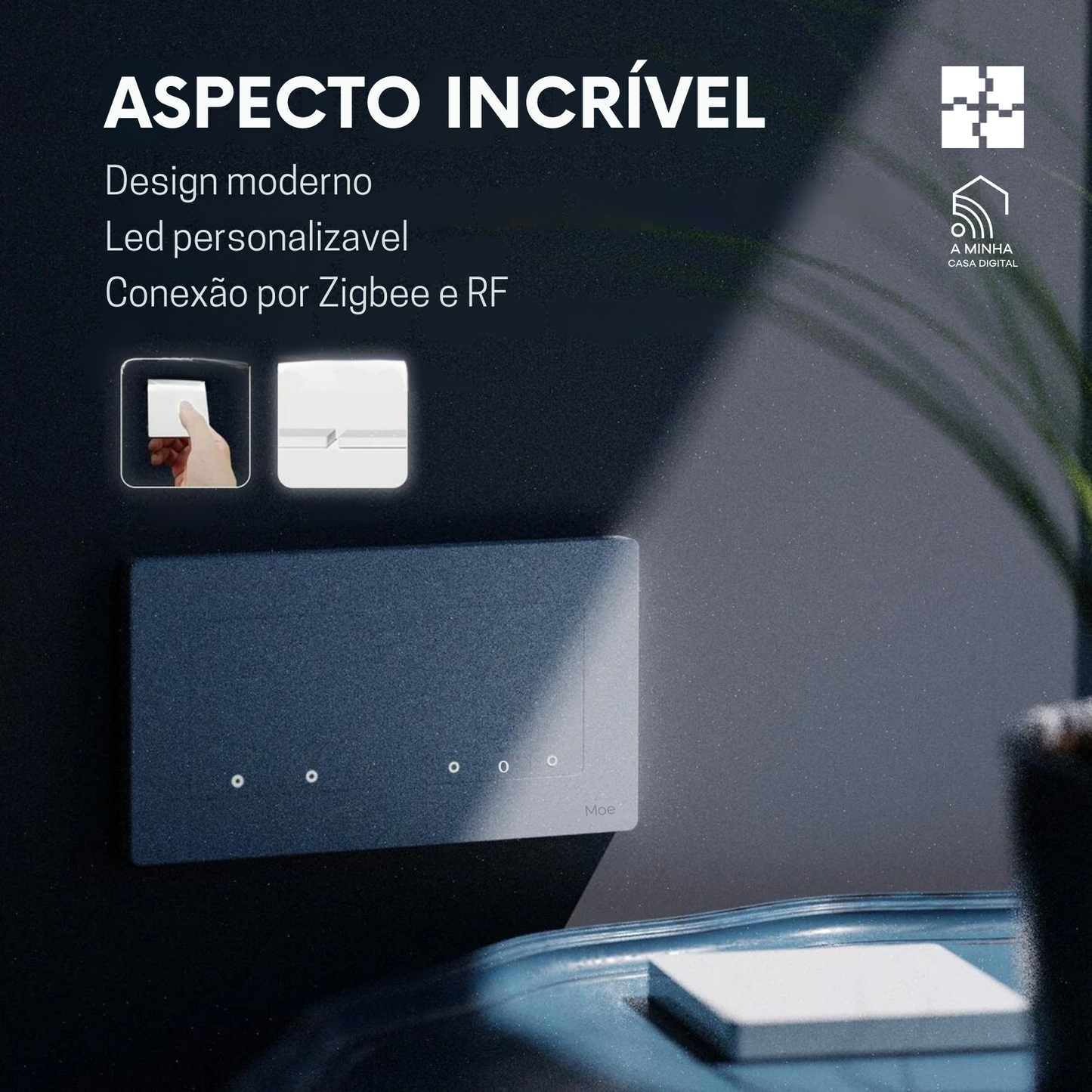 Interruptor Zigbee 3.0 con anillo estrella de Moes - 3 unidades - Blanco 