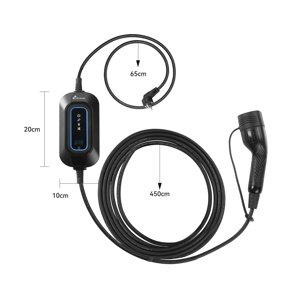 Carregador Portátil VE Nivian 3,7kW – Emergência Schuko Tipo 2 Monofásico