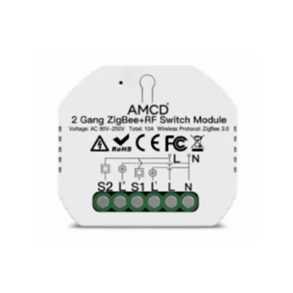 Módulo de Luzes - Zigbee 3.0 + RF para 2 Interruptores - Tuya / Smartlife - MS-104BZ