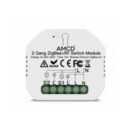 Módulo de Luzes - Zigbee 3.0 + RF para 2 Interruptores - Tuya / Smartlife - MS-104BZ
