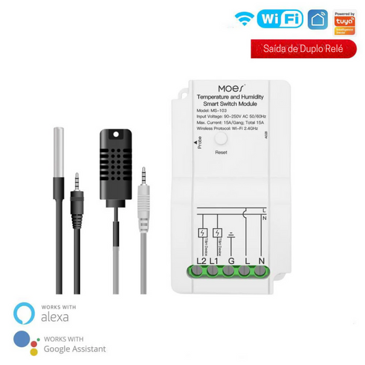 Módulo de conmutación Wi-Fi con controlador de temperatura y humedad - Tuya/Smartlife