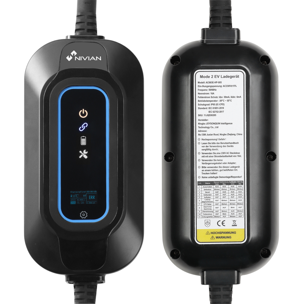 Carregador Portátil VE Nivian 3,7kW – Emergência Schuko Tipo 2 