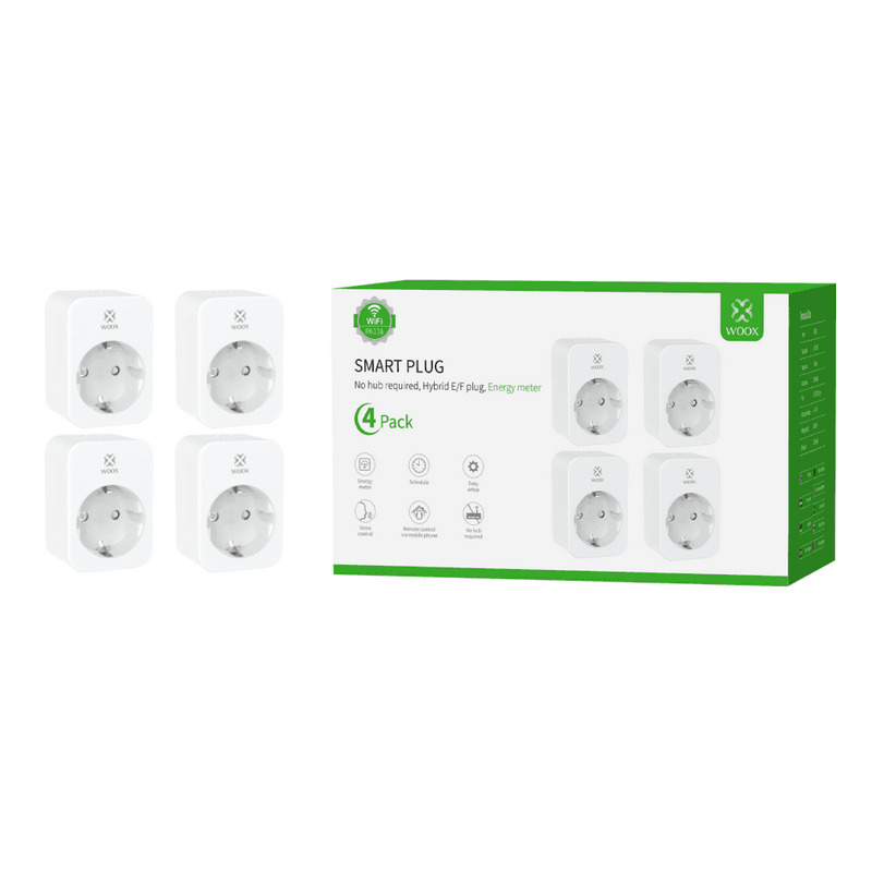 Tomada Inteligente Woox / Pack 4 / com Monitorização de Consumo / Tuya / SmartLife