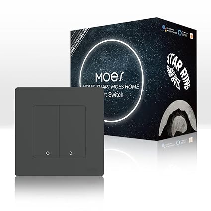 Interruptor Star Ring Zigbee 3.0 Moes - 2 Gang - Cinzento