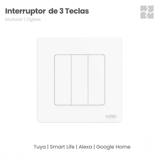 Interruptor Star Ring Zigbee 3.0 Moes - 3 Gang - Branco
