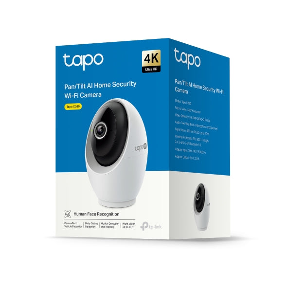 Câmara Wi-Fi Inteligente Tapo C260 – Monitorização 360° com IA e Deteção de Movimento