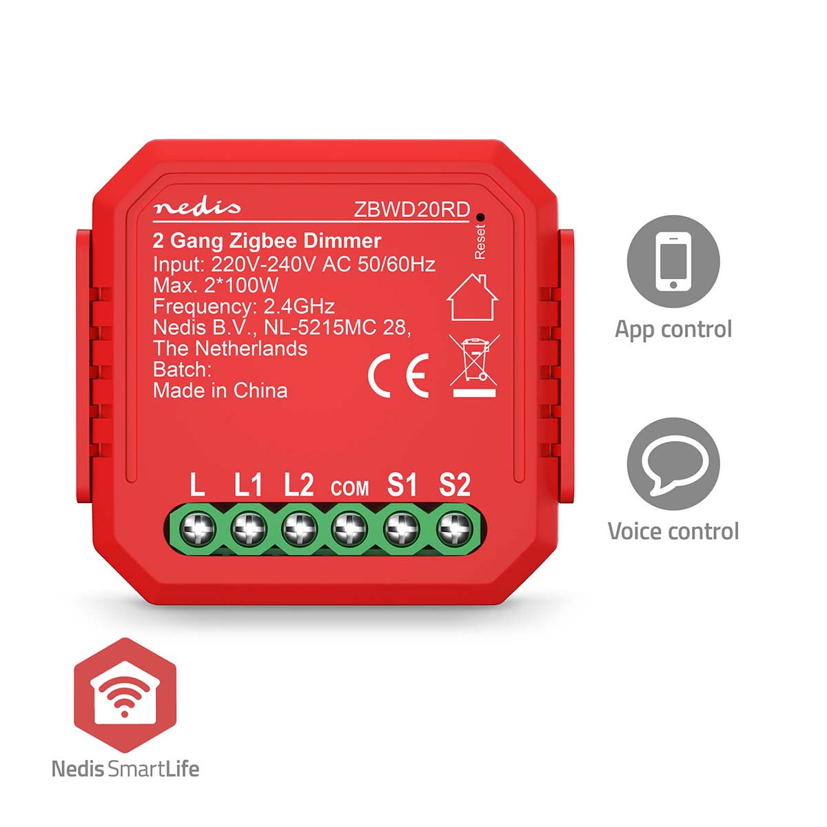 Módulo de Luzes Dimmer Triac Duplo Zigbee 3.0 - Nedis - Tuya / SmartLife