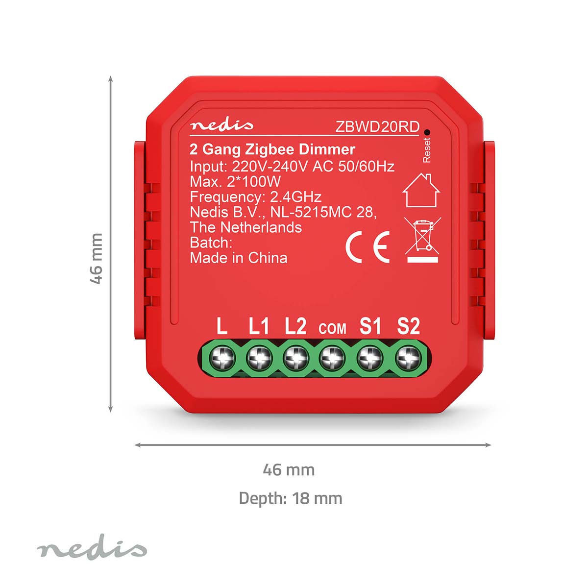 Módulo de Luzes Dimmer Triac Duplo Zigbee 3.0 - Nedis - Tuya / SmartLife