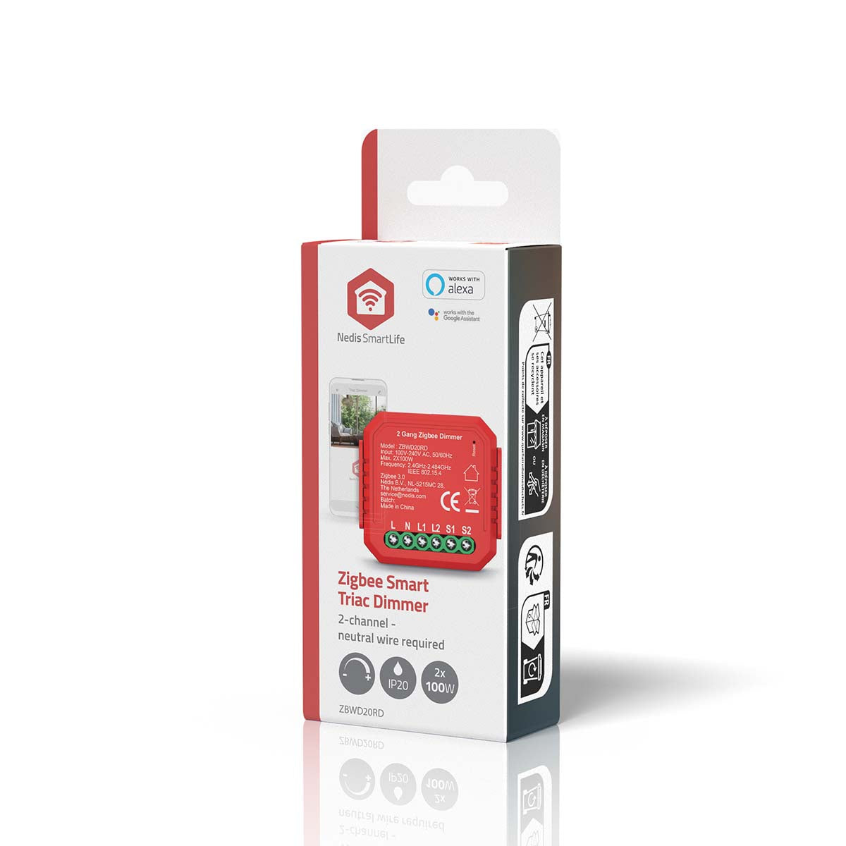 Módulo de Luzes Dimmer Triac Duplo Zigbee 3.0 - Nedis - Tuya / SmartLife