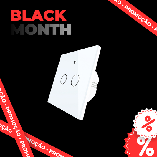 Interruptor Touch de Luz Wi-Fi + RF Branco - 2 Gang - SEM NEUTRO - Gama Simple Touch - Tuya / Smartlife - WS-EU2-L