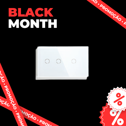 Painel 2 Gang + 1 Gang em Vidro Branco para Integração - 157x86mm - Linha Desire - APENAS PAINEL - GL157P2P1W