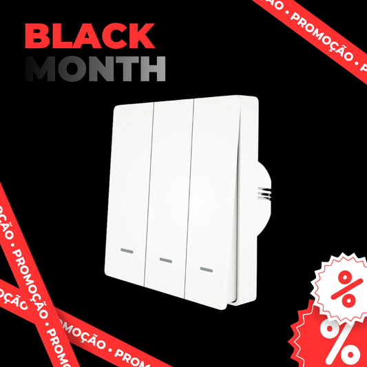 Interruptor Push AMCD - 3 TECLAS - Zigbee 3.0 - BRANCO - Tuya / Smartlife - Funciona c/ ou s/ Neutro