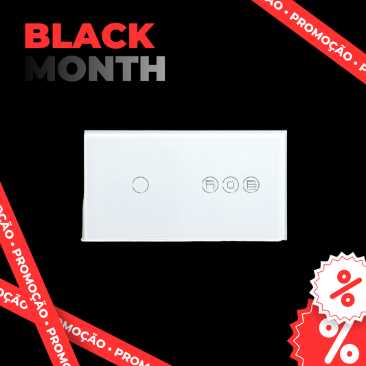 Painel de Vidro Duplo c/ Interruptor 1 Gang + Estore 157*86mm para Integração em Zigbee Desire - GL157P1TRSIP3W