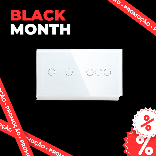 Interruptor Zigbee Desire - 2 + 3 Gang - 157*86mm - Vidro Branco - Tuya / Smartlife