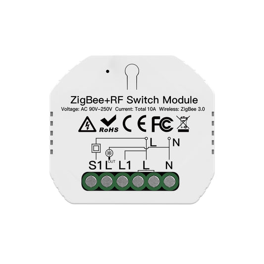 Módulo de Luzes Simples - Zigbee 3.0 + RF para 1 Interruptor Moes - Tuya / Smartlife - MS-104Z