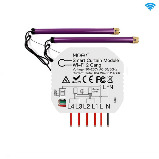 Módulo para Estores Elétricos Duplos WiFi c/ Percentagem Moes - Tuya/SmartLife
