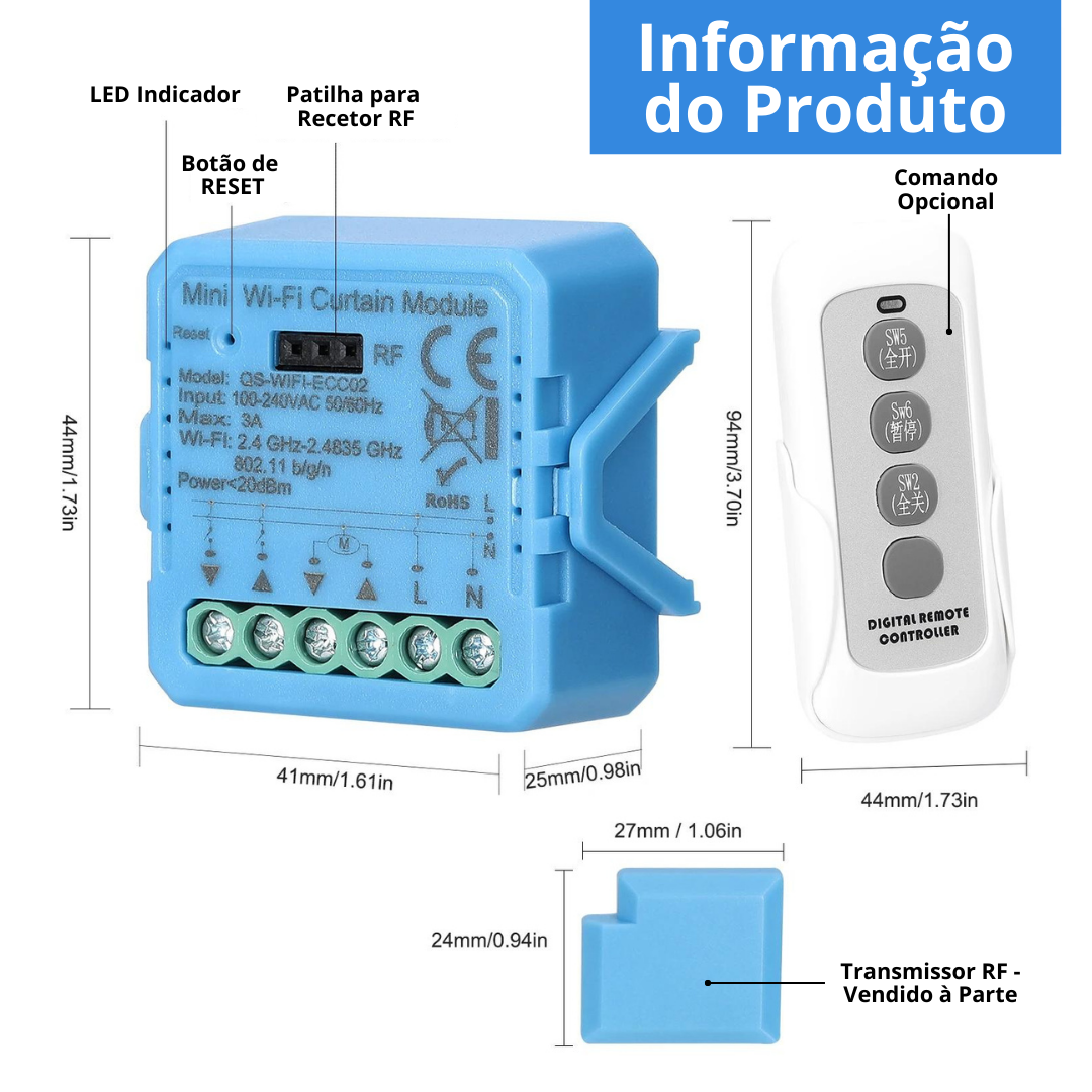 Mini Módulo de Luzes Duplo (2 gangs) – Zigbee 3.0 – Tuya / Smartlife